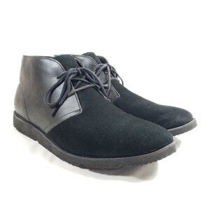 UGG Mens Size 12 Black Leather & Suede Fleece Lined Chukka Boots
